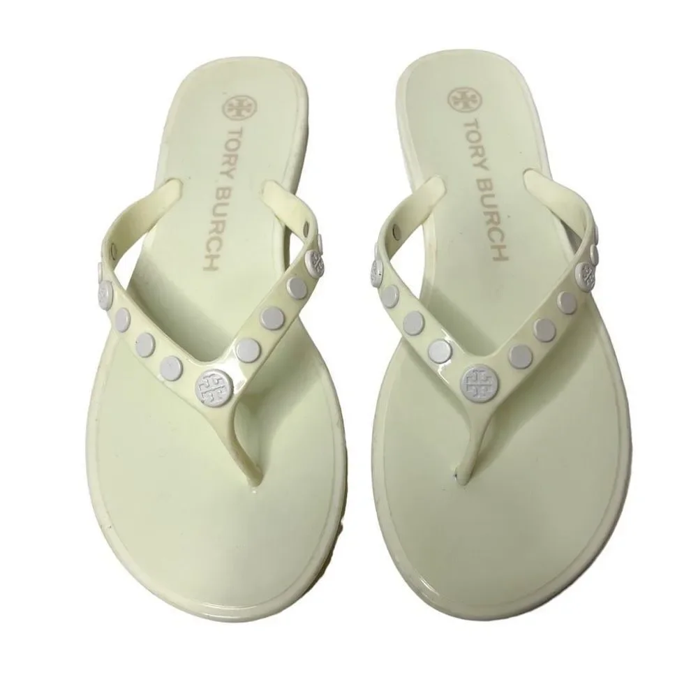 Tory Burch Studded Jelly Sandals Flip Flop Sandal Ivory White Size 7